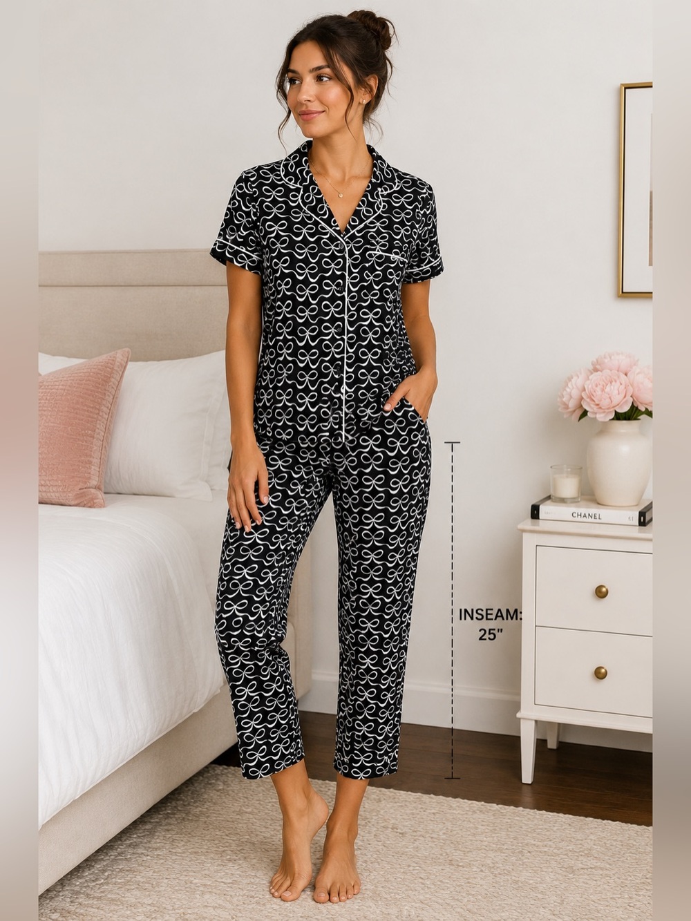 Kate Spade New York Bow Print Pajama Set – Size Medium